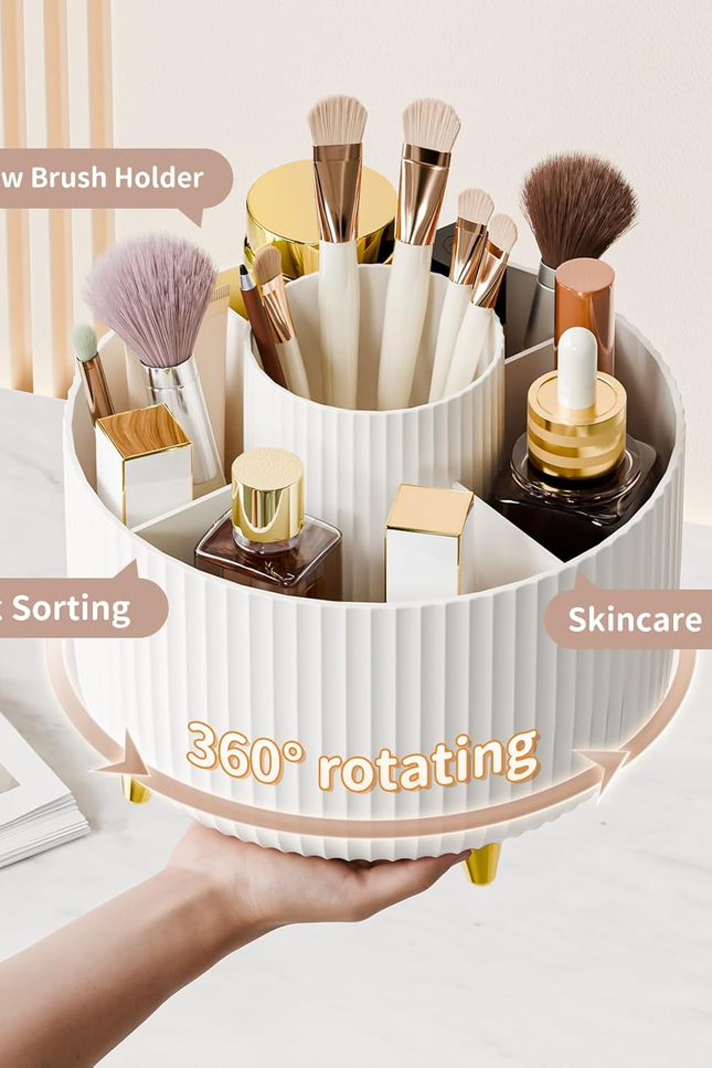 360° Rotating Desktop Women Brush Holder Organizer, Makeup Organizers Countertop