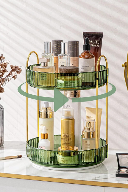 360 Rotating Makeup Organizer for Vanity, Bathroom Countertop Spinning Perfume O
