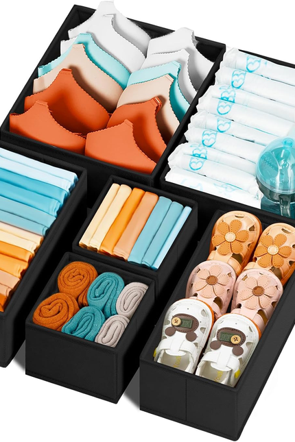 12-Pack Drawer Organizer Bins – Foldable Closet & Dresser Dividers for Clothes