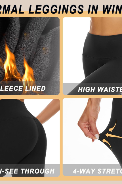 MOREFEEL 3 Pack Thermal Fleece Lined Leggings Women,High Waisted Tummy Control W