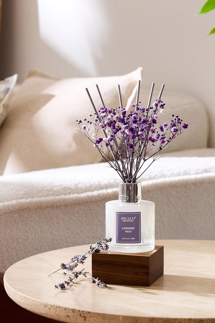 Reed Diffuser Set,3.38 Fl Oz (100 Ml) - Lavender Field Oil Diffusers with 8 Reed