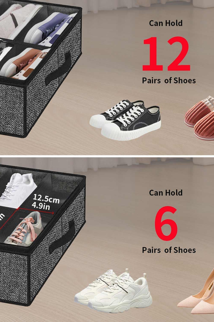 Sturdy under Bed Shoe Storage Organizer, Set of 2, Fit 12 to 24 Pairs, Underbed 