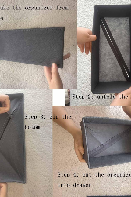 Socks Drawer Organizer Set of 3 Pack Gray, Underwear Dividers, Closet Cabinet Dr