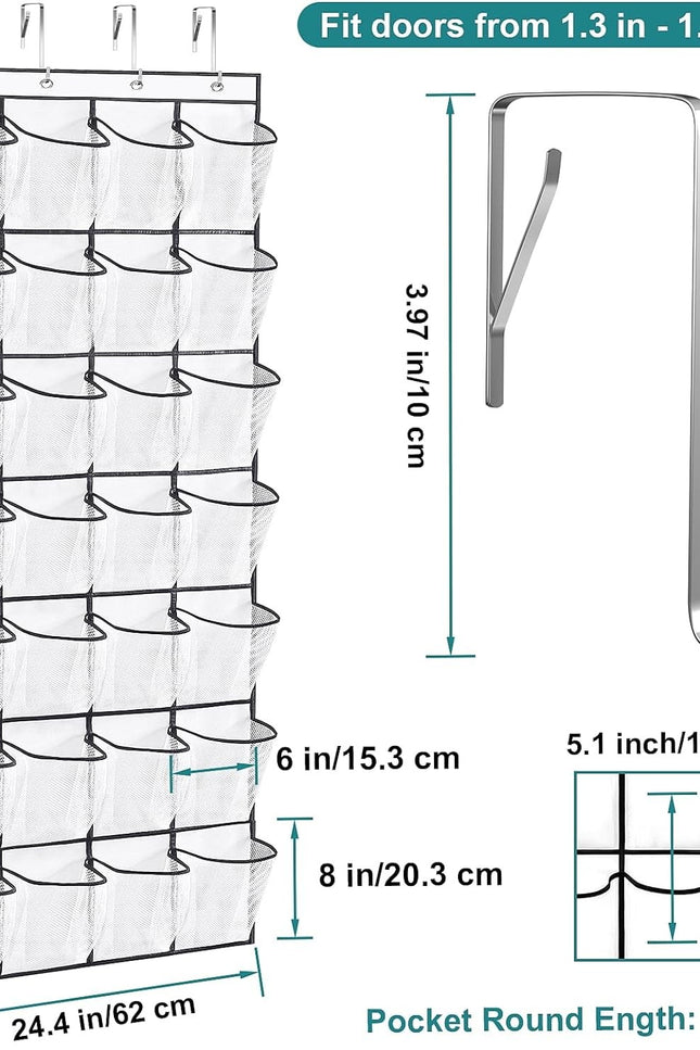 28Large Pockets over the Door Shoe Organizer, Hanging Shoe Organizer for Closet,