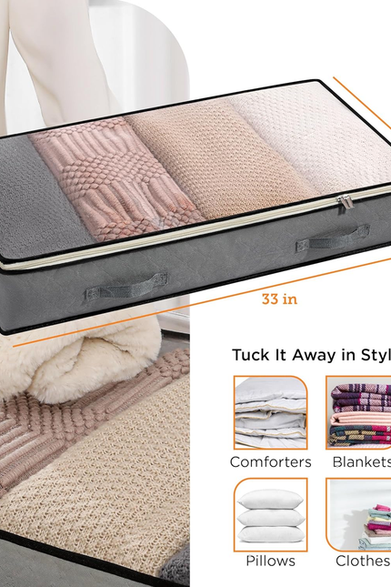 under Bed Storage Containers - Foldable Closet Organizer with Clear Top, Sturdy 