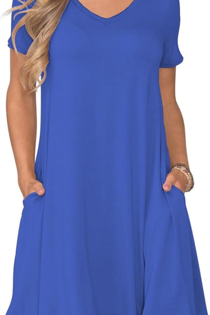 Women'S Casual T Shirt Dress Summer Short Sleeve Swing Dresses with Pockets