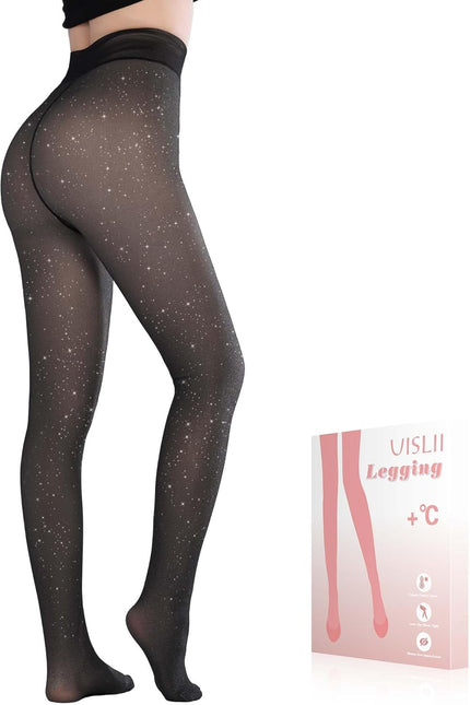 Fleece Lined Tights Women, Warm Pantyhose Leggings Women,Fake Translucent Thermal Skin Colored Tights for Winter
