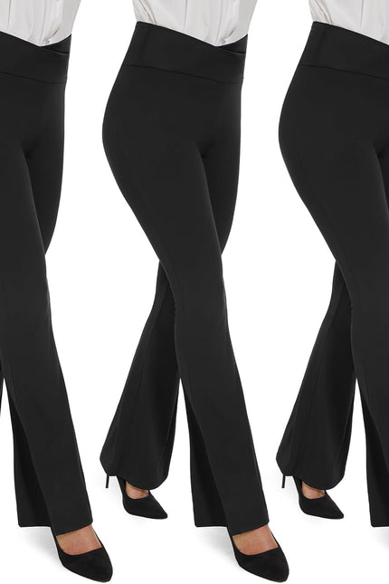 TNNZEET Black Flare Leggings for Women, Crossover Yoga Pants with Pockets Bootcut Flared Leggings
