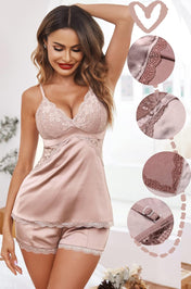Avidlove Women Sleepwear Satin Pajamas Set Lace Camisole Shorts Nightwear