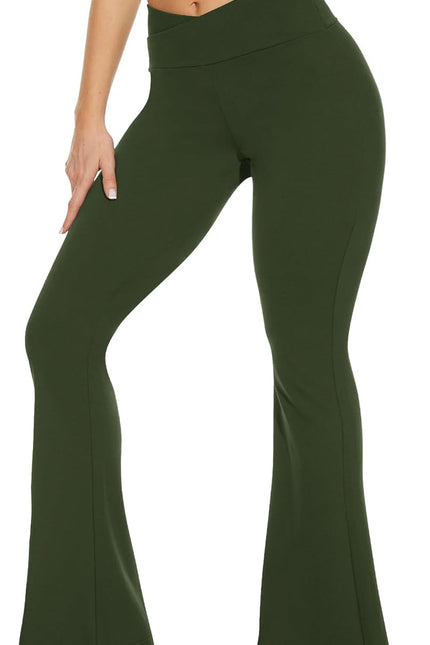 TNNZEET Black Flare Leggings for Women, Crossover Yoga Pants with Pockets Bootcut Flared Leggings