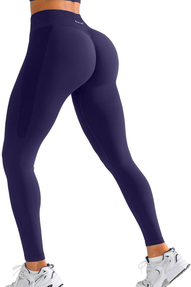 BRXL Butt Lifting No Front Seam Workout Leggings for Women Tummy Control High Waist Seamless Gym Yoga Running Leggings