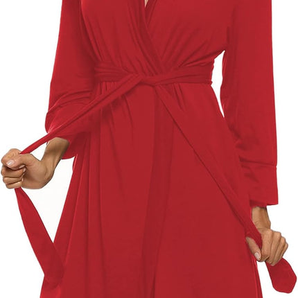 Hotouch Womens Knee Length Lightweight 3/4 Sleeves Cotton Bath Robe