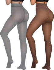 Fleece Lined Tights Sheer Women - Fake Translucent Warm Pantyhose Leggings Sheer Thick Tights for Winter