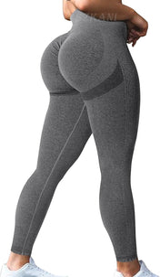 Butt lifting seamless leggings for women – high waisted ribbed yoga pants with scrunch booty design