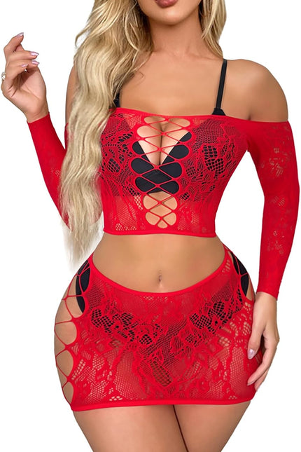 Buitifo Womens Lingerie Set Fishnet Babydoll Bodysuit Sexy Nightwear