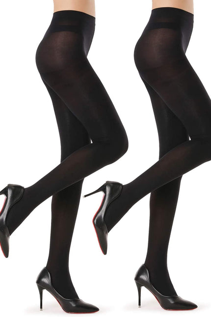 G&Y 2 Pairs Semi Opaque Tights for Women - 40D Microfiber Control Top Pantyhose