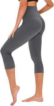 TNNZEET Capri Leggings for Women - Tummy Control Black Leggings with Pockets High Waisted Yoga Pants Workout Cycling Leggings