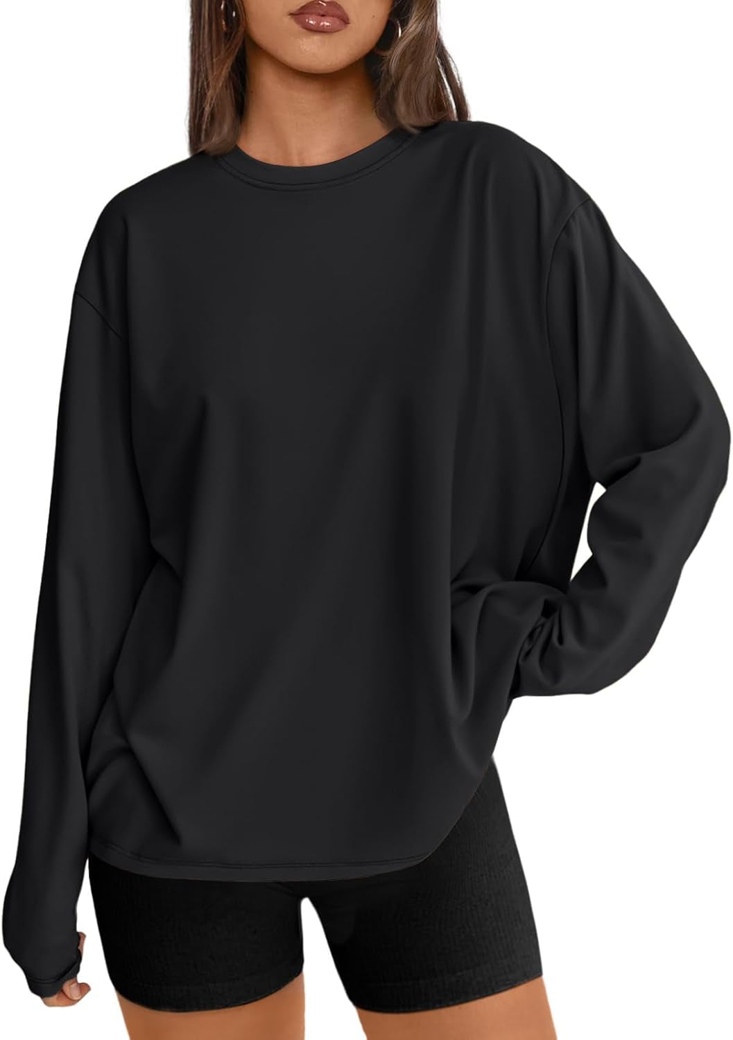 Women’s oversized long sleeve crewneck tee – Y2K casual top