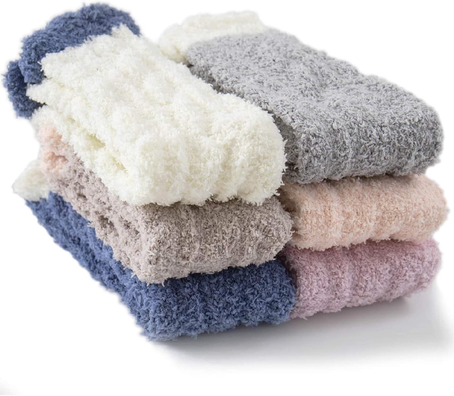 Women’s fuzzy plush slipper socks in assorted colors – warm cozy winter socks
