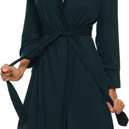 Hotouch Womens Knee Length Lightweight 3/4 Sleeves Cotton Bath Robe