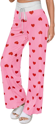 X-Image Women'S Comfy Pajamas Drawstring Stretch Floral Print Long Wide Leg Lounge Pants