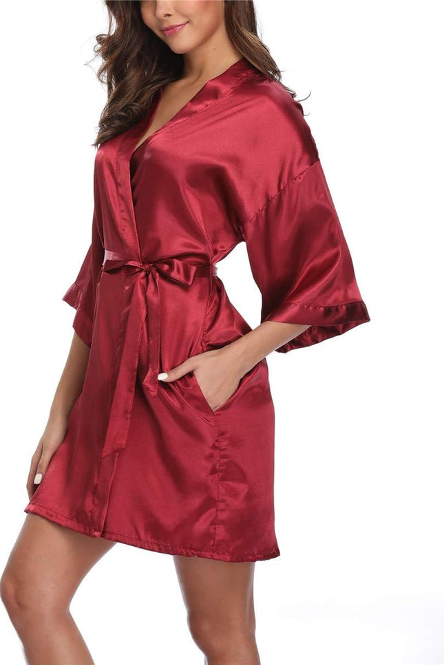 Women'S Satin Kimono Robes Bridesmaid Wedding Robes Silky Bathrobes Summer Loungewear