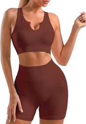 Women’S Yoga Outfits 2 Piece Set Workout Tracksuits Sports Bra High Waist Legging Active Wear Athletic Clothing Set