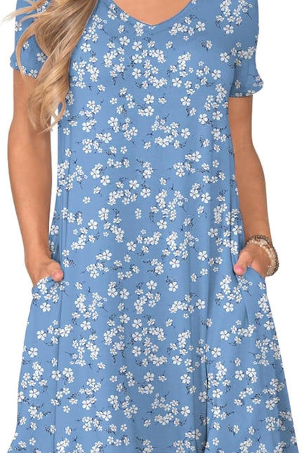 Women'S Casual T Shirt Dress Summer Short Sleeve Swing Dresses with Pockets