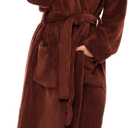 Alexander Del Rossa Plush Fleece Robe for Women, Long Hooded Bathrobe with Hood, plus Size