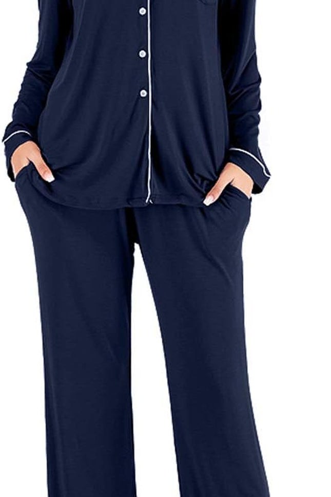 Aamikast Women'S Pajama Sets Long Sleeve Button down Sleepwear Nightwear Soft Pjs Lounge Sets