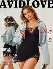 Avidlove Women Sexy Nightgown Lace Babydoll Chemises V-Neck Modal Sleepwear Full Slip Side Slit Sleep Dress XS-XXL