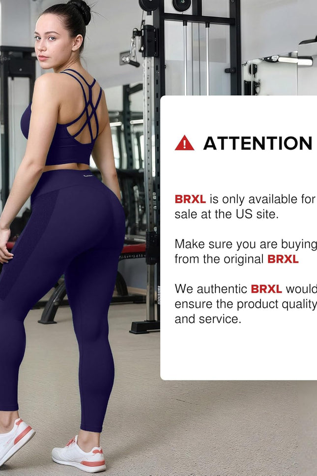 BRXL Butt Lifting No Front Seam Workout Leggings for Women Tummy Control High Waist Seamless Gym Yoga Running Leggings