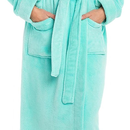 Alexander Del Rossa Plush Fleece Robe for Women, Long Hooded Bathrobe with Hood, plus Size