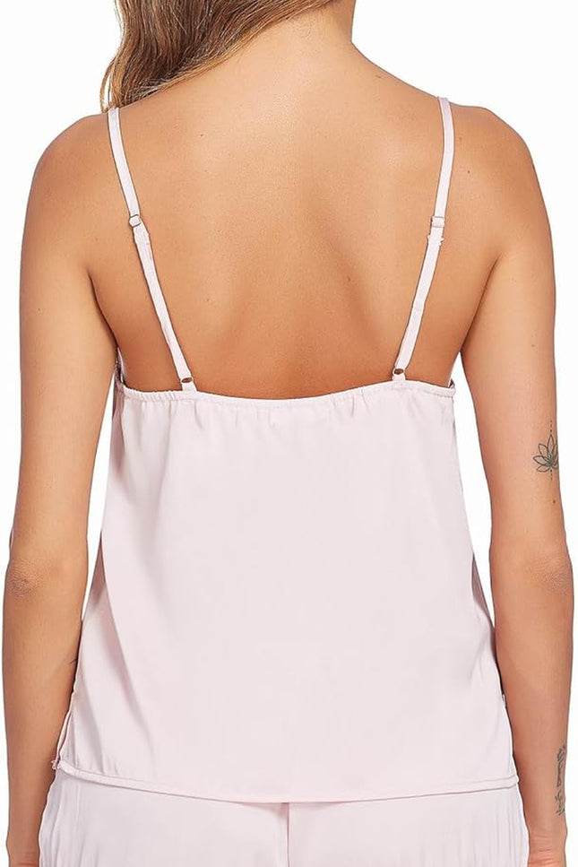 Ekouaer Pajamas for Women Set Silk Satin Pjs Sexy Lingerie Sleepwear Cami Shorts Set Summer Nightwear S-XXL