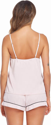 Ekouaer Pajamas for Women Set Silk Satin Pjs Sexy Lingerie Sleepwear Cami Shorts Set Summer Nightwear S-XXL