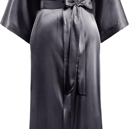 PRODESIGN Satin Kimono Robe Women Long Silky Kimono Bathrobe Sleepwear Wedding Bridesmaid Robe