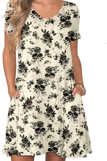 Women'S Casual T Shirt Dress Summer Short Sleeve Swing Dresses with Pockets