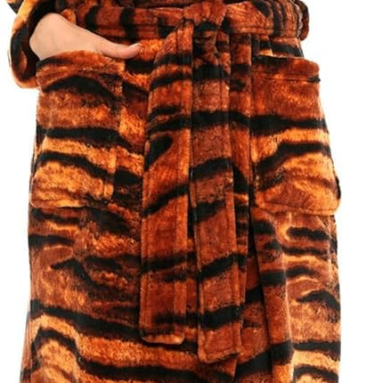 Alexander Del Rossa Plush Fleece Robe for Women, Long Hooded Bathrobe with Hood, plus Size