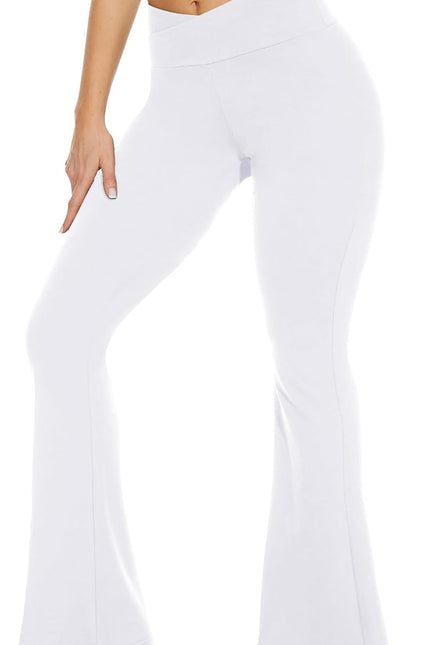 TNNZEET Black Flare Leggings for Women, Crossover Yoga Pants with Pockets Bootcut Flared Leggings