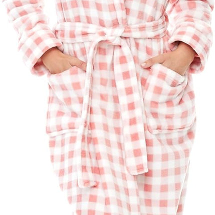 Alexander Del Rossa Plush Fleece Robe for Women, Long Hooded Bathrobe with Hood, plus Size