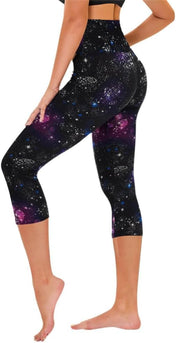 TNNZEET Capri Leggings for Women - Tummy Control Black Leggings with Pockets High Waisted Yoga Pants Workout Cycling Leggings