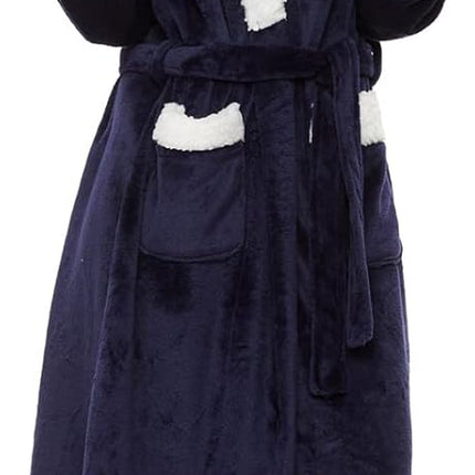 Iniber Plush Robes for Women, Womens Robe Long, Fuzzy Fluffy Soft Warm Fleece Hooded Bathrobe
