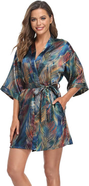 Women'S Satin Kimono Robes Bridesmaid Wedding Robes Silky Bathrobes Summer Loungewear