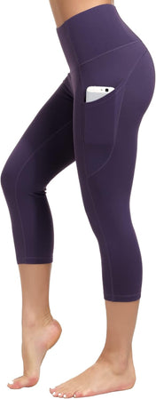 High waist yoga leggings with 3 pockets – tummy control 4-way stretch workout pants for women