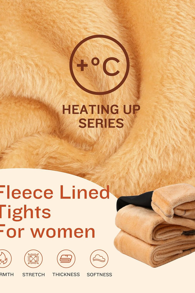 CHRLEISURE Women'S Fleece Lined Tights - Fake Sheer Warm Pantyhose Thick Winter Leggings