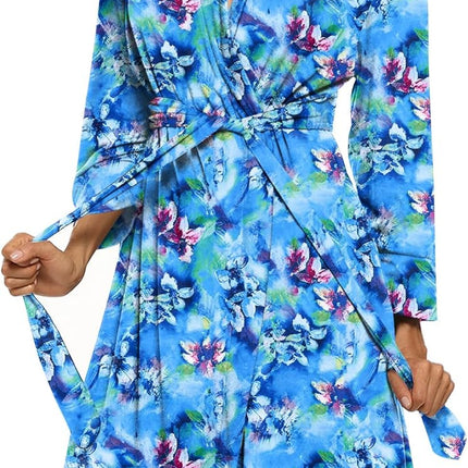 Hotouch Womens Knee Length Lightweight 3/4 Sleeves Cotton Bath Robe