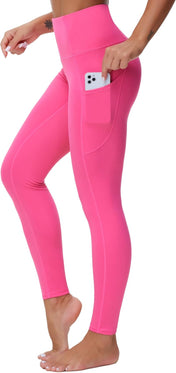 High waist yoga leggings with 3 pockets – tummy control 4-way stretch workout pants for women