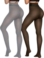 Fleece Lined Tights Sheer Women - Fake Translucent Warm Pantyhose Leggings Sheer Thick Tights for Winter
