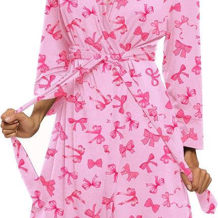 Hotouch Womens Knee Length Lightweight 3/4 Sleeves Cotton Bath Robe