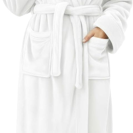 Long length women’s bath robe designed for comfort and warmth